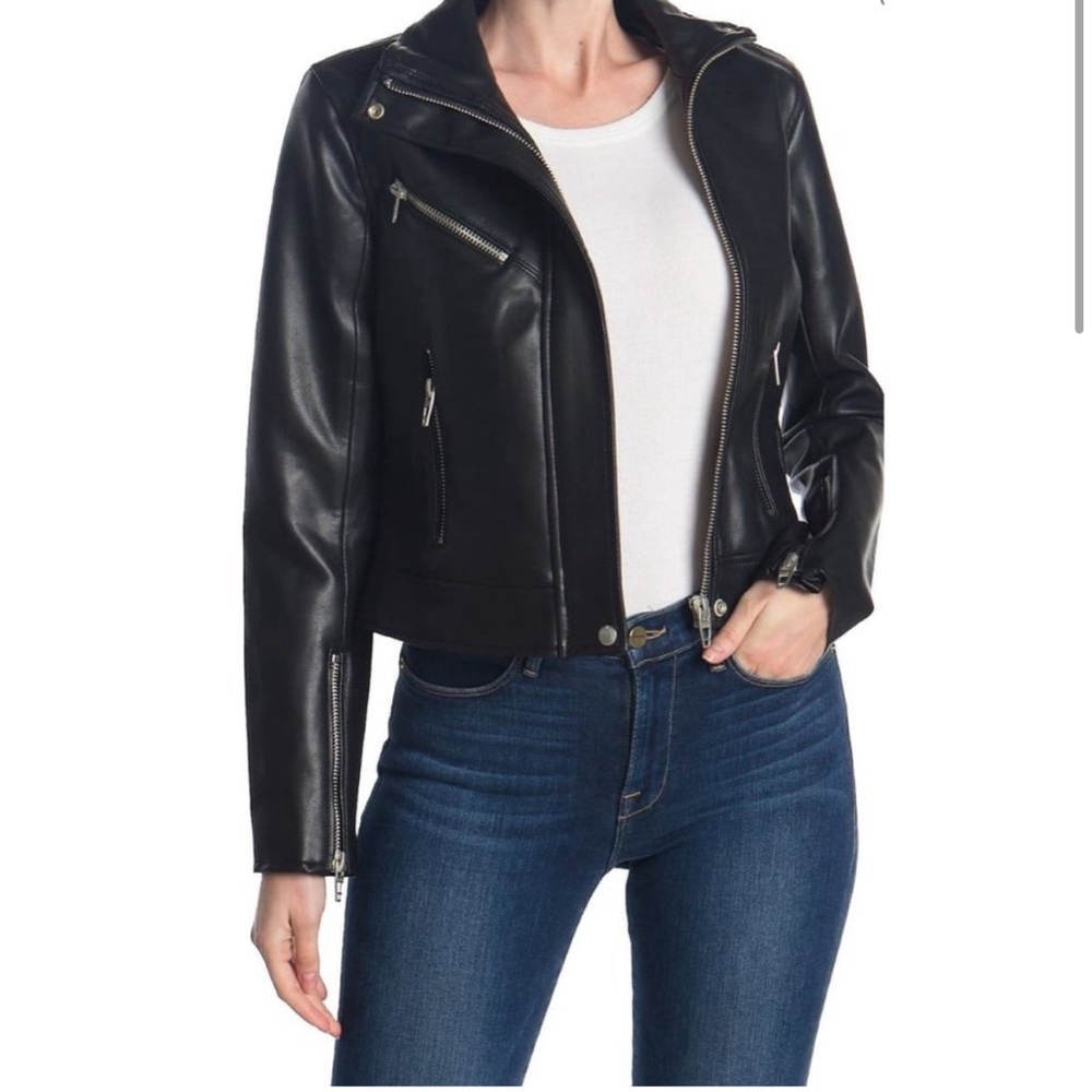 BLANKNYC Faux Leather Front Zip Jacket, Black, Size Medium, EUC!